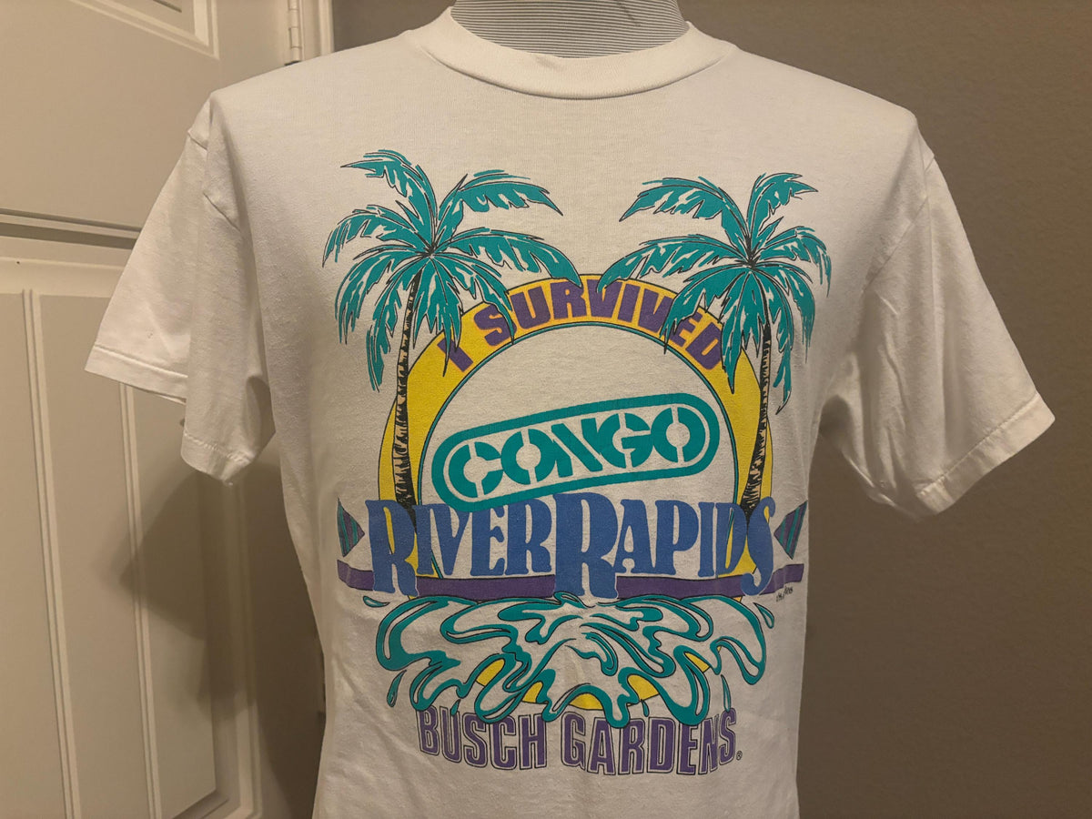 Vintage 9039s I Survived Congo River Rapids Busch Gardens T shirt L Graphic Tee – Bold Style · Top Pick For Any Outfit