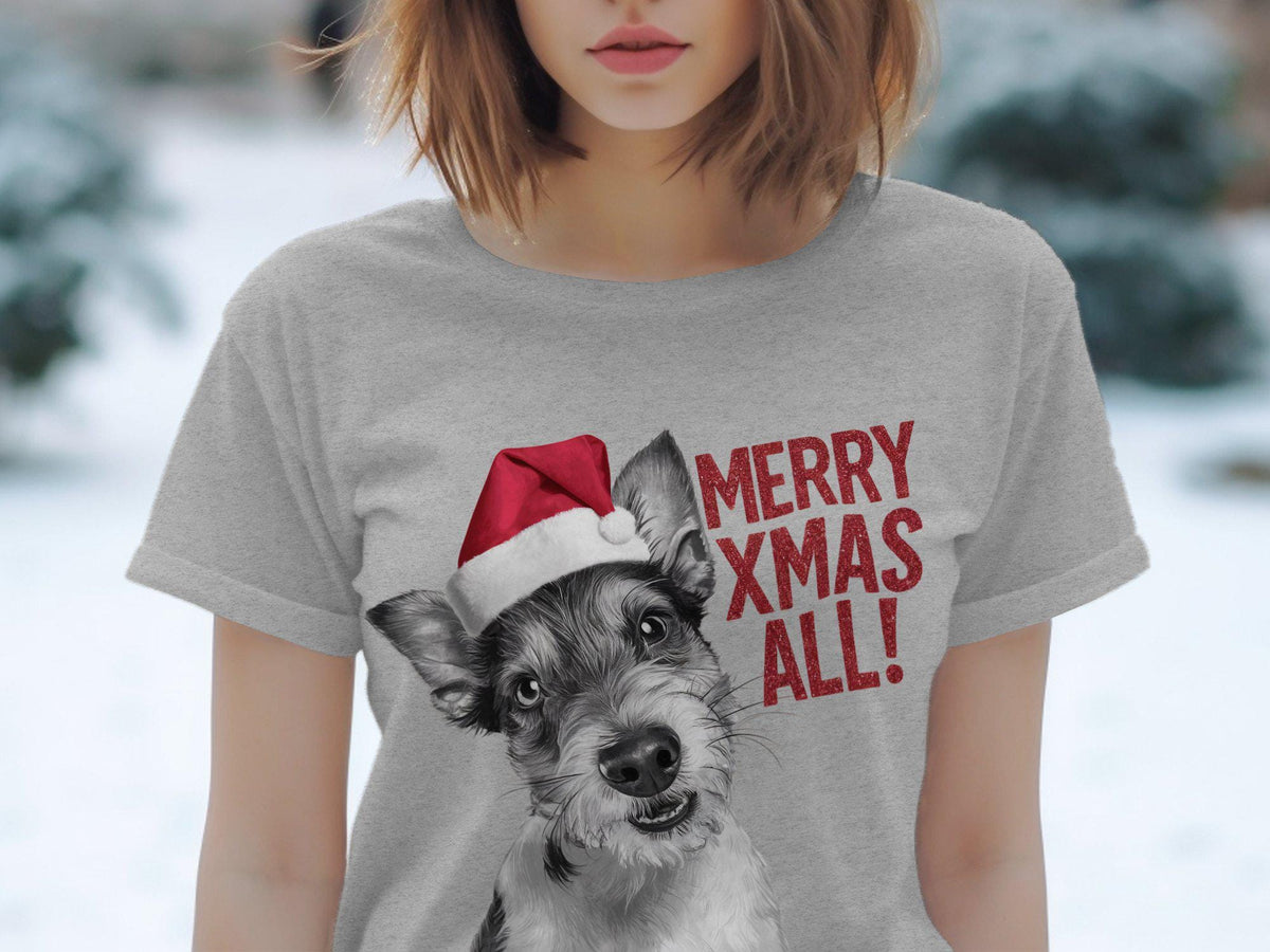 Xmas TShirt Christmas T Shirt Russell Terrier Dog Santa Hat Dog Lover Gifts Pet Christmas Shirt Holiday Season Merry Xmas TShirt Graphic Tee – Aesthetic Look · Must-Have Style