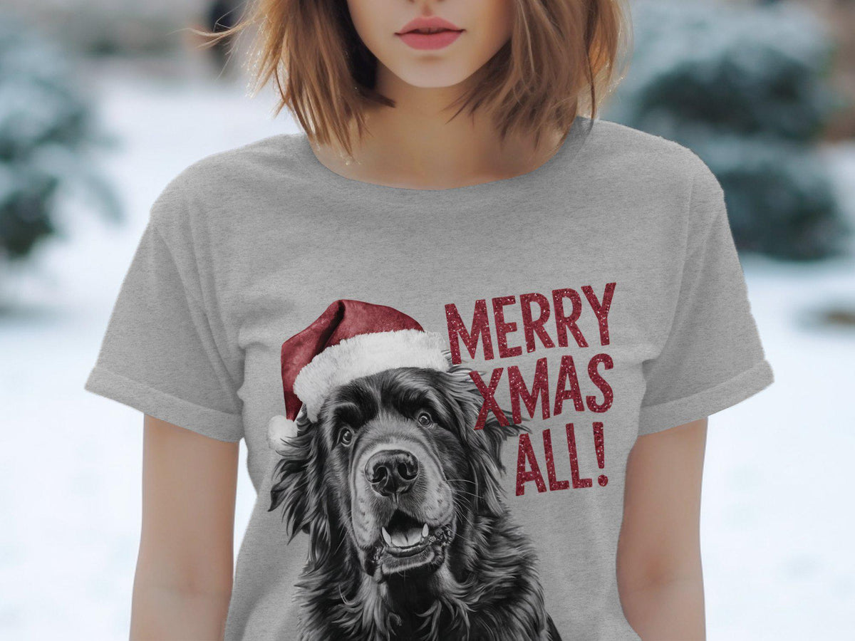 Xmas TShirt Christmas T Shirt Newfoundland Dog Santa Hat Dog Lover Gifts Pet Christmas Shirt Holiday Season Merry Xmas TShirt Graphic Tee – Bold Style · Perfect For Daily Wear