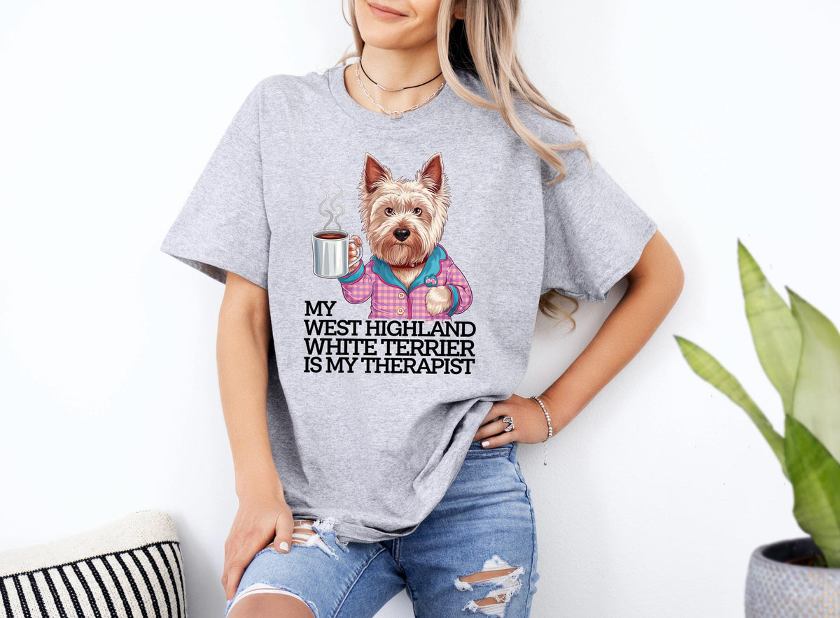 Funny Dog Therapist T Shirt West Highland White Terrier Shirt Xmas Birthday Gift Dog Lover Tee Any Occasion Humor Pet Apparel Graphic Tee – Fan Favorite · Top Pick For Any Outfit