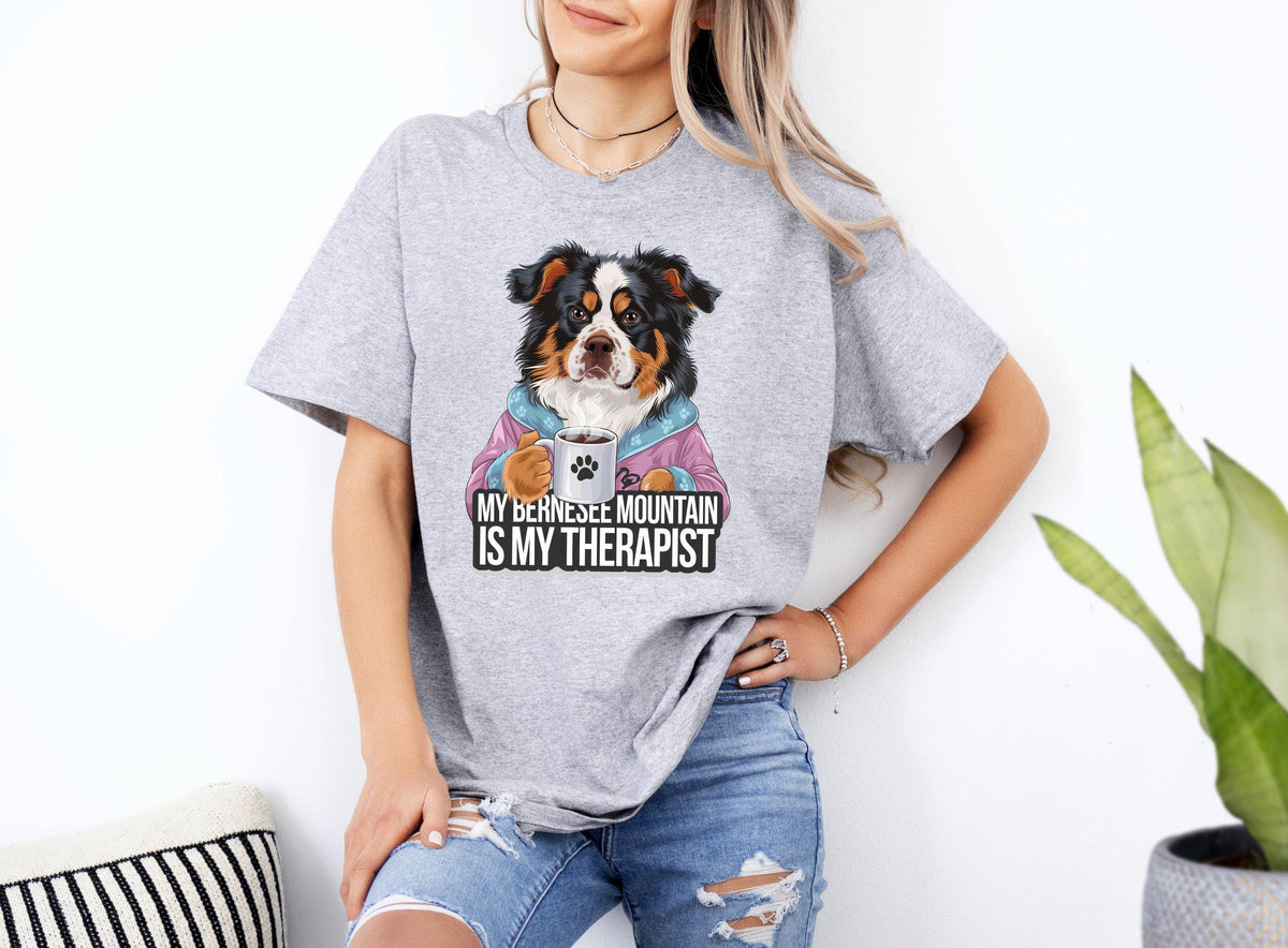 Funny Dog Therapist TShirt Bernese Mountain Dog Gift Christmas Birthday Gift Dog Lover Tee Pet Owner Shirt Any Occasion Top Graphic Tee – Soft Feel · Perfect For Daily Wear