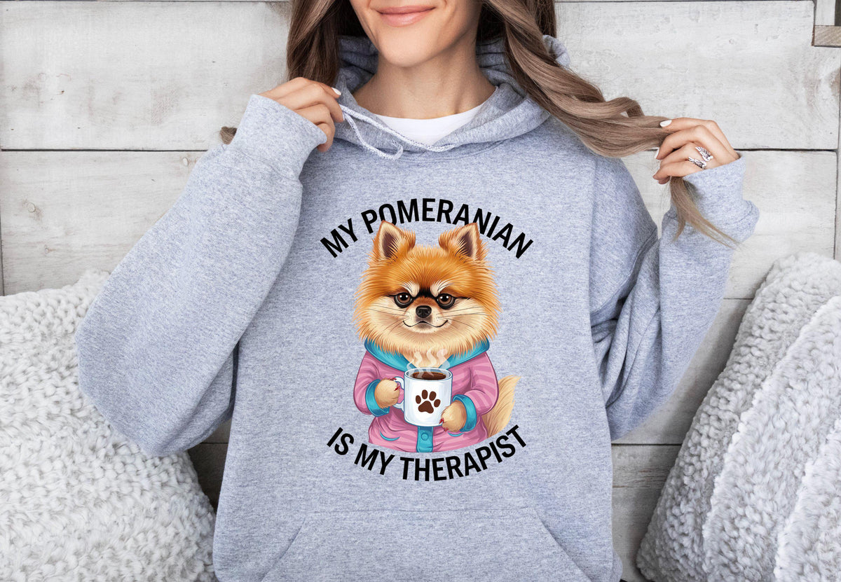 Funny Dog Therapist Unisex Hoodie My Pomeranian Is My Therapist Hoodie Coffee Mug Hoodie Cute Dog Hoodie Pomeranian Gift Hoodie – Easygoing Wear · High-Quality Print