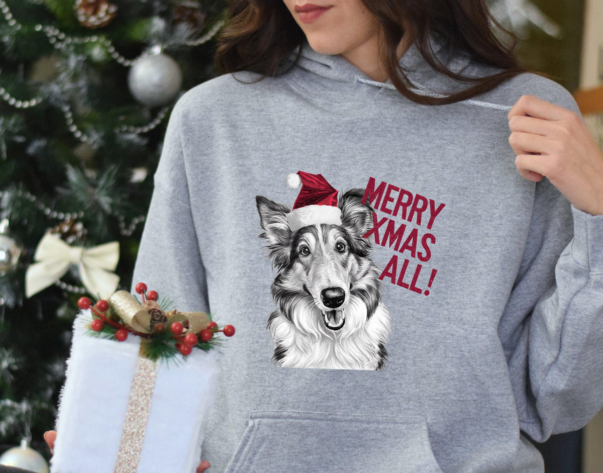 Xmas Hoodie Collie Dog in Red Santa Hat Merry Xmas All Hoodie Xmas Jumper Day Hoodie Festive Holiday Canine Hoodie Christmas Hoody Hoodie – Everyday Comfort · Trending Graphic Apparel