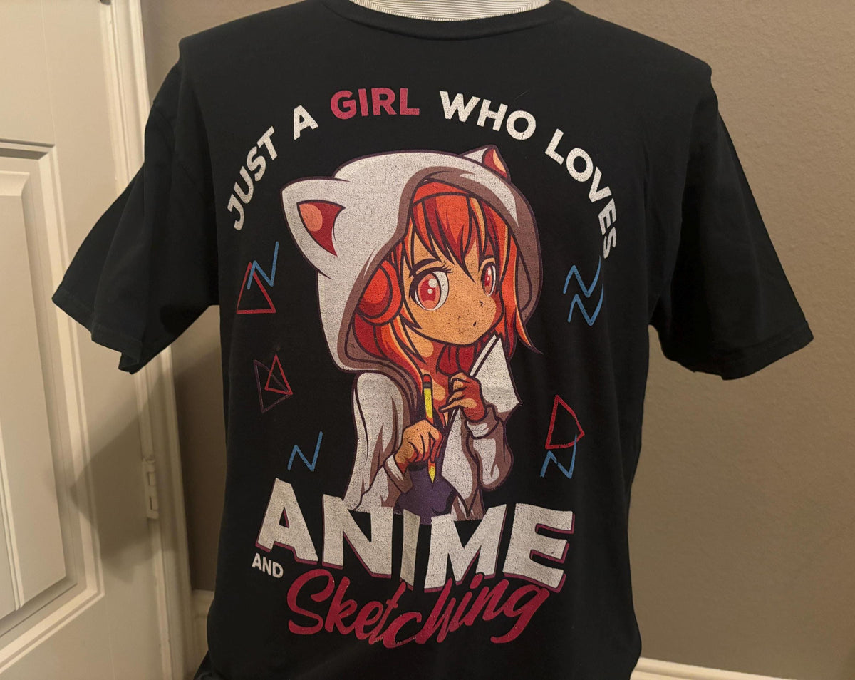 Vintage 2000s Just a Girl Who Loves Anime And Sketching T shirt XL Graphic Tee – Soft Feel · Must-Have Style