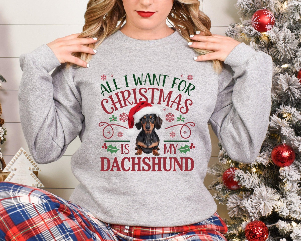 Xmas Sweater Christmas Sweatshirt Festive Sweater For Dog Lover All I Want for Christmas is My Dachshund Sweatshirt Sweatshirt – Everyday Comfort · Perfect For Daily Wear