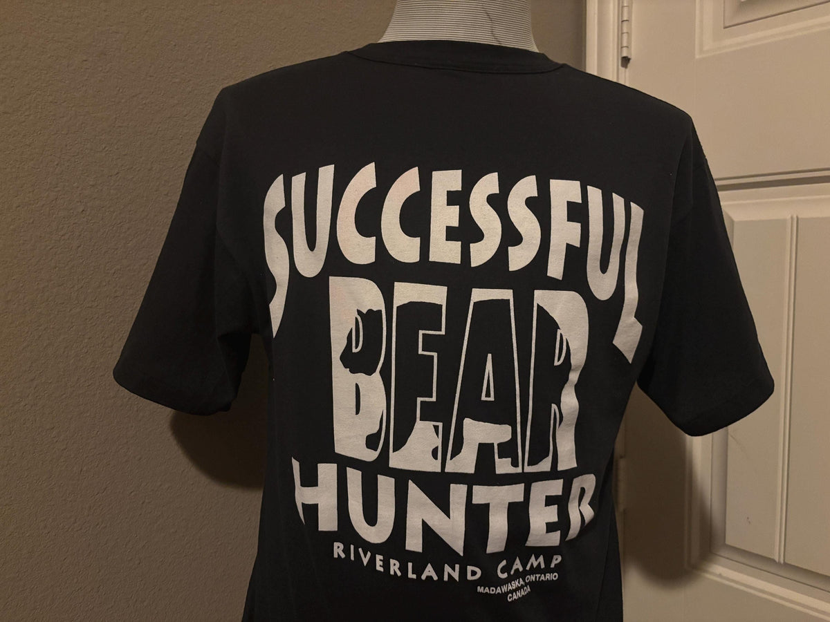 Vintage 9039s Successful Bear Hunter RiverLand Camp Back Print T shirt L Graphic Tee – Fan Favorite · Great Gift For Fans