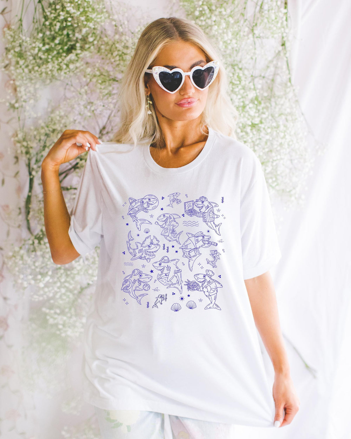 Silly Shark Shirt for Friend Who Loves Sharks Cute Ocean Tee Shirt for Family Cruise or Beach Trip Unique 90s Aesthetic Tattoo Style Tee Graphic Tee – Everyday Comfort · Must-Have Style