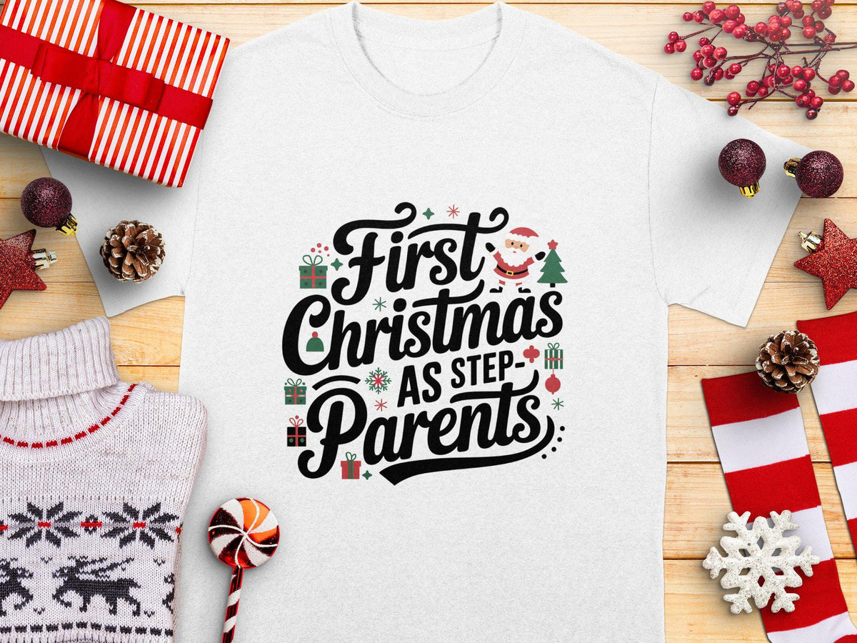 First Christmas as Step Parents TShirt Step Parent Christmas Gift Holiday Tee for Step Parents Christmas Shirt for Step Parents Graphic Tee – Feel-Good Design · Great Gift For Fans