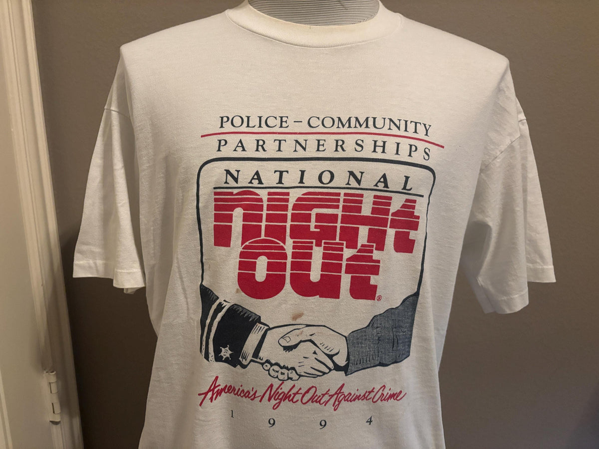 Vintage 9039s Americas Night Out Against Crime Police Community T shirt XL Graphic Tee – Everyday Comfort · Great Gift For Fans