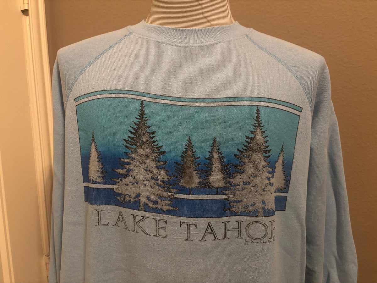 Vintage 8039s Lake Tahoe Tree Tourist Crewneck Sweatshirt L Sweatshirt – Soft Feel · Must-Have Style
