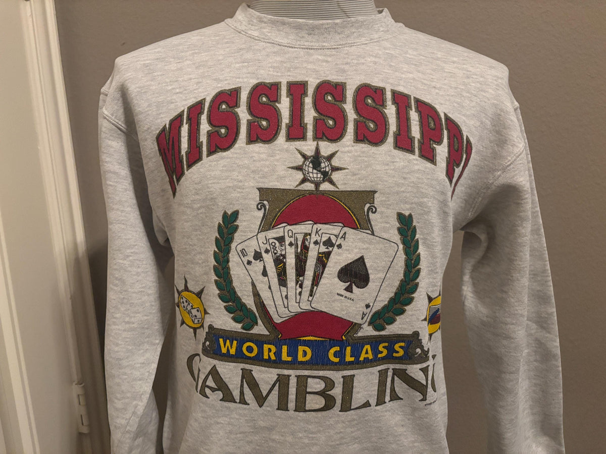 Vintage 9039s Mississippi World Class Gambling Crewneck Sweatshirt M Sweatshirt – Aesthetic Look · Perfect For Daily Wear
