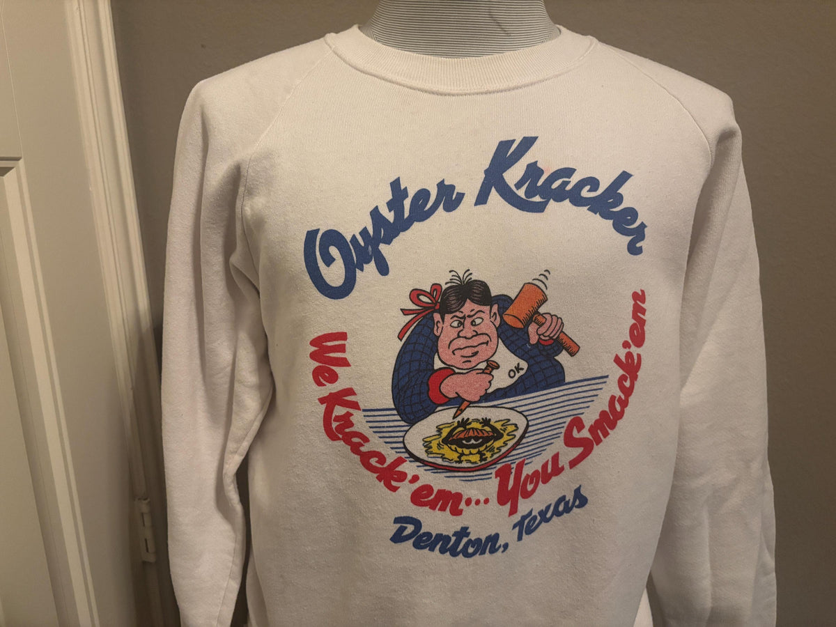 Vintage 9039s Oyster Cracker Denton Texas Crewneck Sweatshirt L Sweatshirt – Cozy Vibes · Must-Have Style