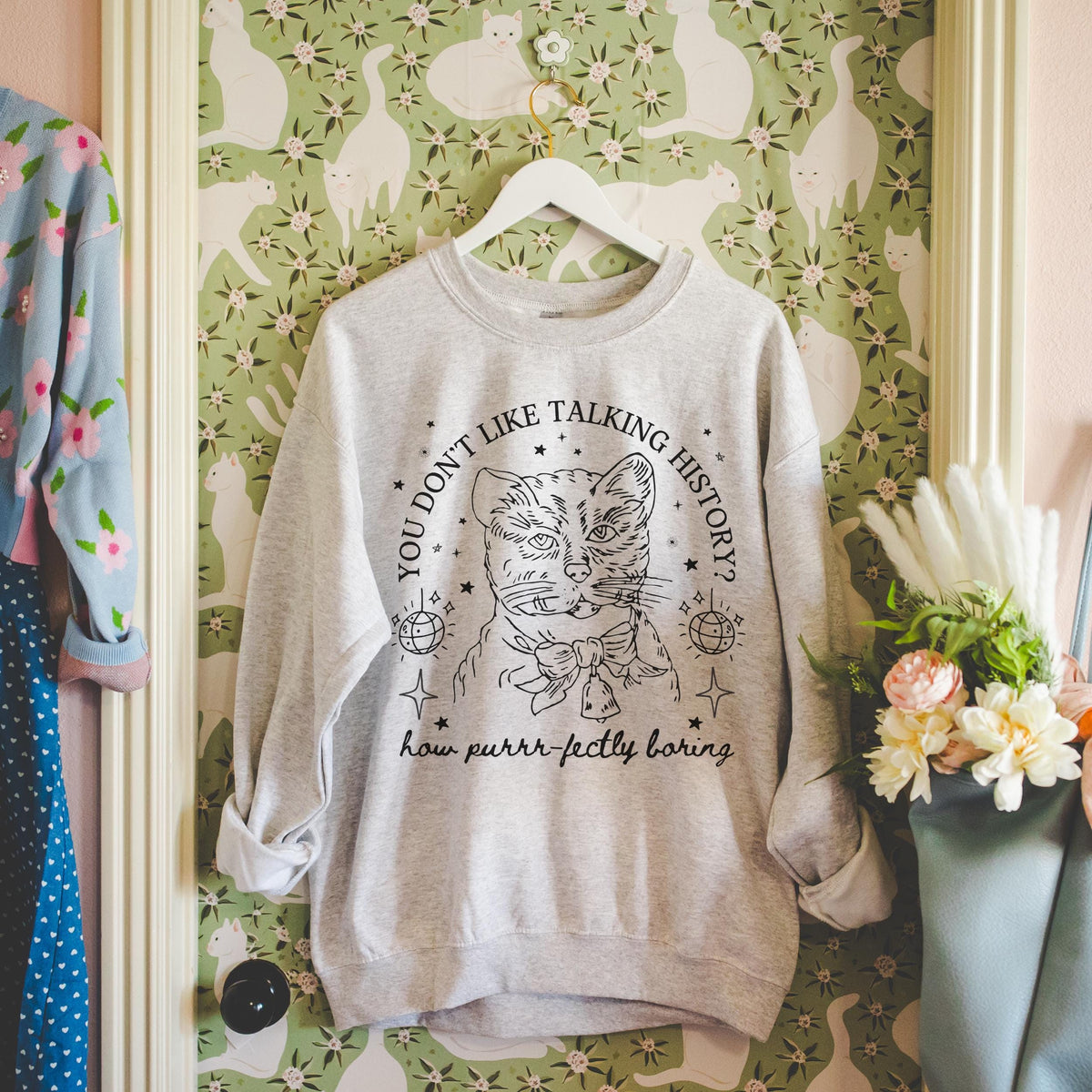Funny History Sweatshirt for Historian Who Loves Cats Cute History Teacher or Social Studies Teacher Crewneck History Buff Animal Lover Sweatshirt – Fan Favorite · Perfect For Daily Wear