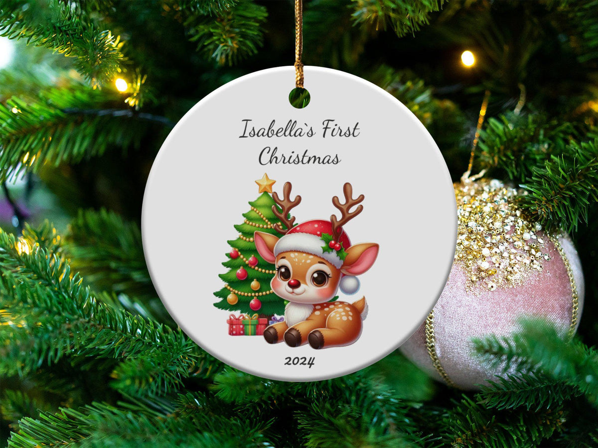 Xmas Ornament First Christmas Baby Ceramic Ornament Personalized First Christmas Ornament Baby39s First Christmas 2024 Custom Name Ornament Graphic Tee – Cozy Vibes · Perfect For Daily Wear