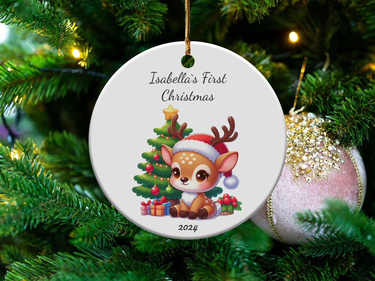 Xmas Ornament Baby39s First Christmas Ceramic Ornament Customizable Cute Reindeer Ornament Personalize Baby39s Name 2024 Keepsake Gift 3 Graphic Tee – Easygoing Wear · Top Pick For Any Outfit