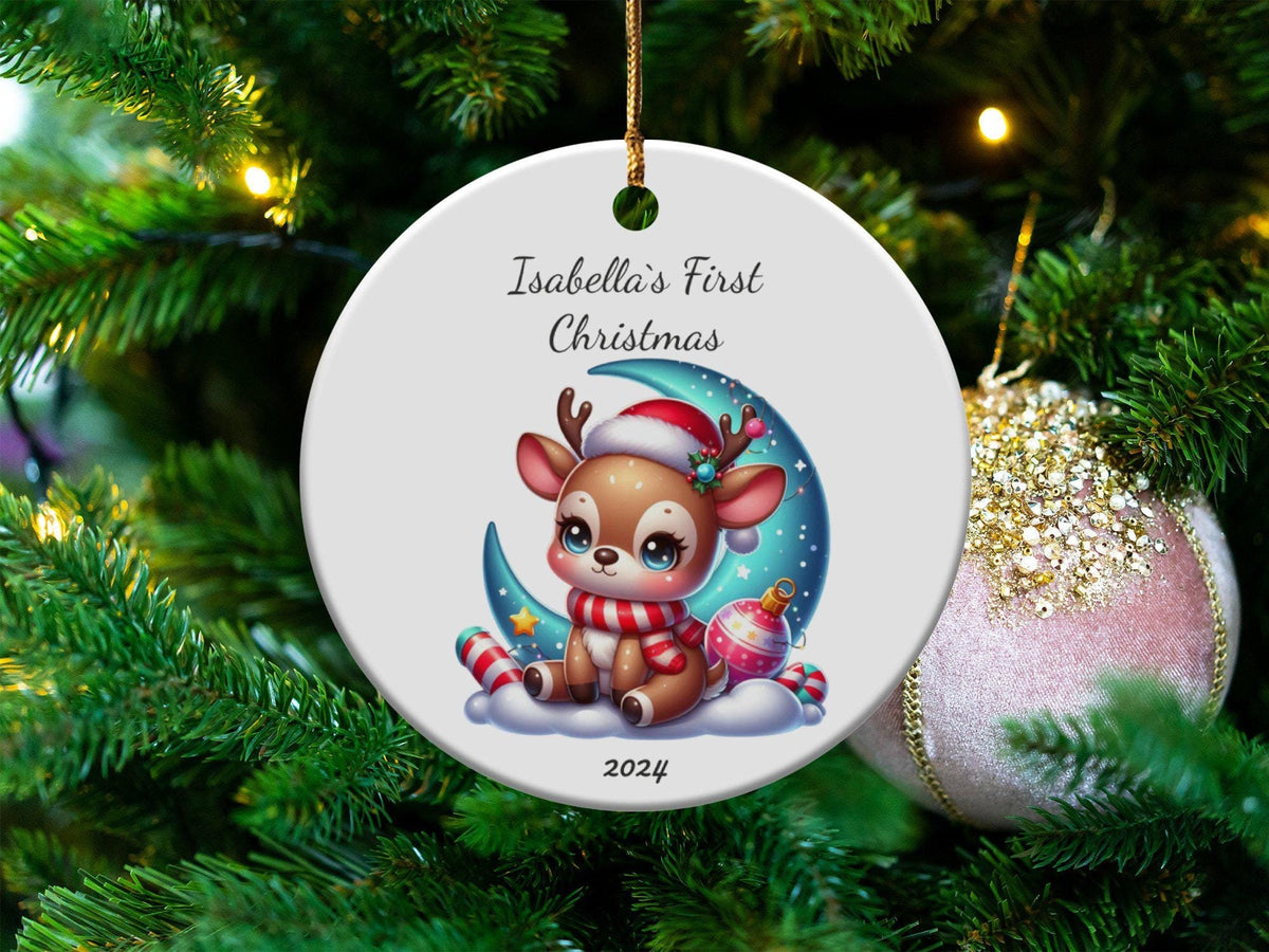Xmas Ornament First Christmas Baby Ceramic Ornament Cute Reindeer Ornament Personalized Baby39s First Christmas Custom Name Ornament 2024 10 Graphic Tee – Everyday Comfort · Must-Have Style