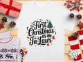 First Christmas as InLaws Cute Christmas TShirt Holiday Gift Funny Xmas Tee Family Christmas Shirt Christmas Celebration Tee Graphic Tee – Cozy Vibes · Trending Graphic Apparel
