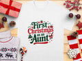 First Christmas as an Aunt Shirt Cute Family Holiday TShirt Christmas Gift for New Aunt Xmas Tree Santa Tee Xmas Present Graphic Tee – Feel-Good Design · Perfect For Daily Wear