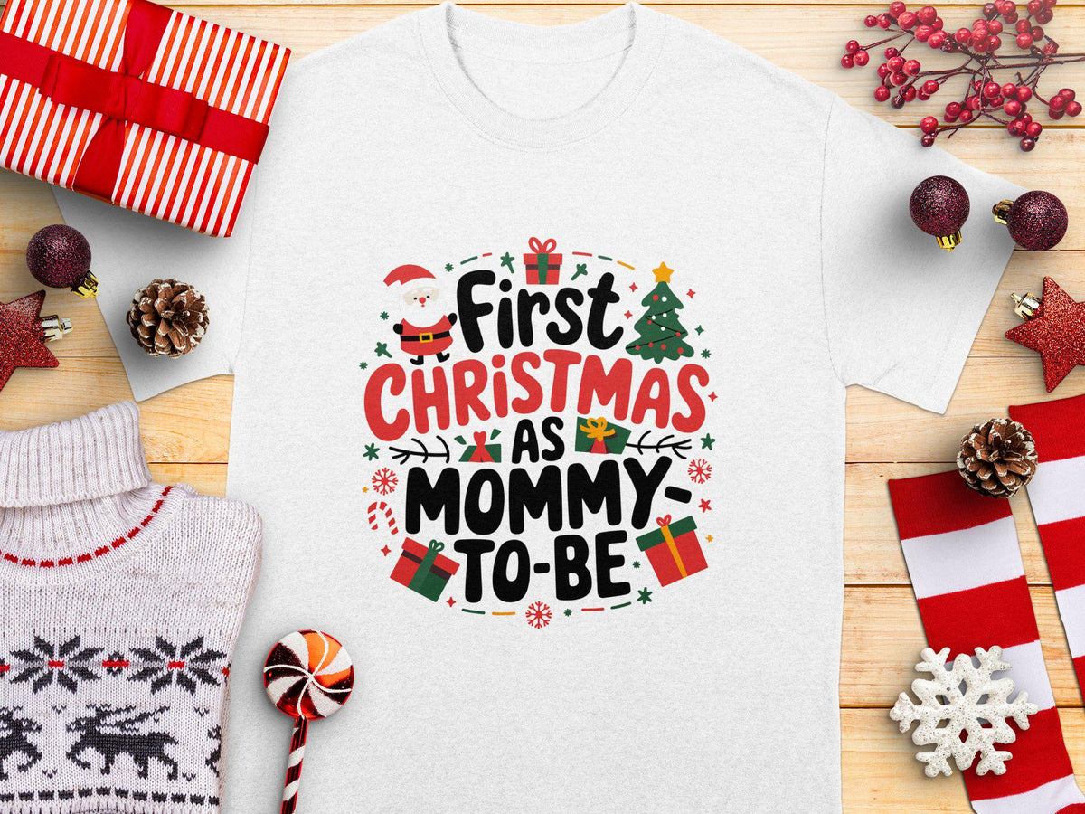 First Christmas as Mommy to Be TShirt Holiday Maternity Shirt Gift for Pregnant Mom Christmas Pregnancy Announcement Graphic Tee – Feel-Good Design · Perfect For Daily Wear