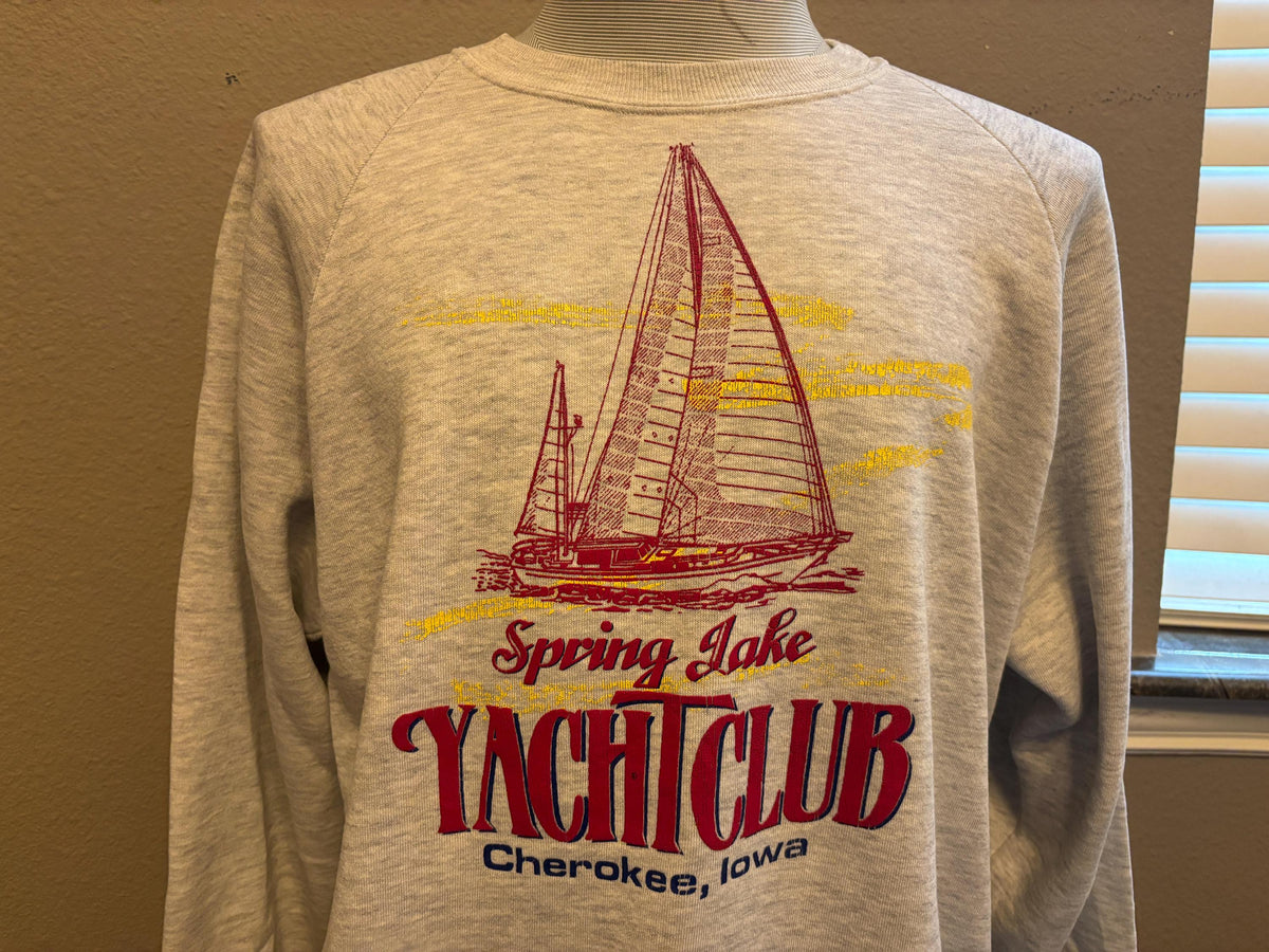 Vintage 90s Spring Lake Yacht Club Cherokee Iowa Crewneck Sweatshirt XL Sweatshirt – Bold Style · Perfect For Daily Wear