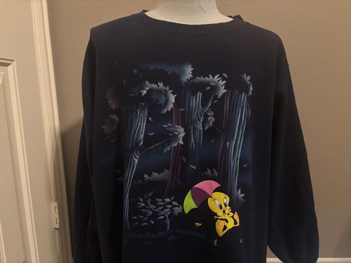 Vintage 9039s Looney Tunes Tweety Bird in a Dark Forest Crewneck Sweatshirt XL Sweatshirt – Bold Style · Top Pick For Any Outfit