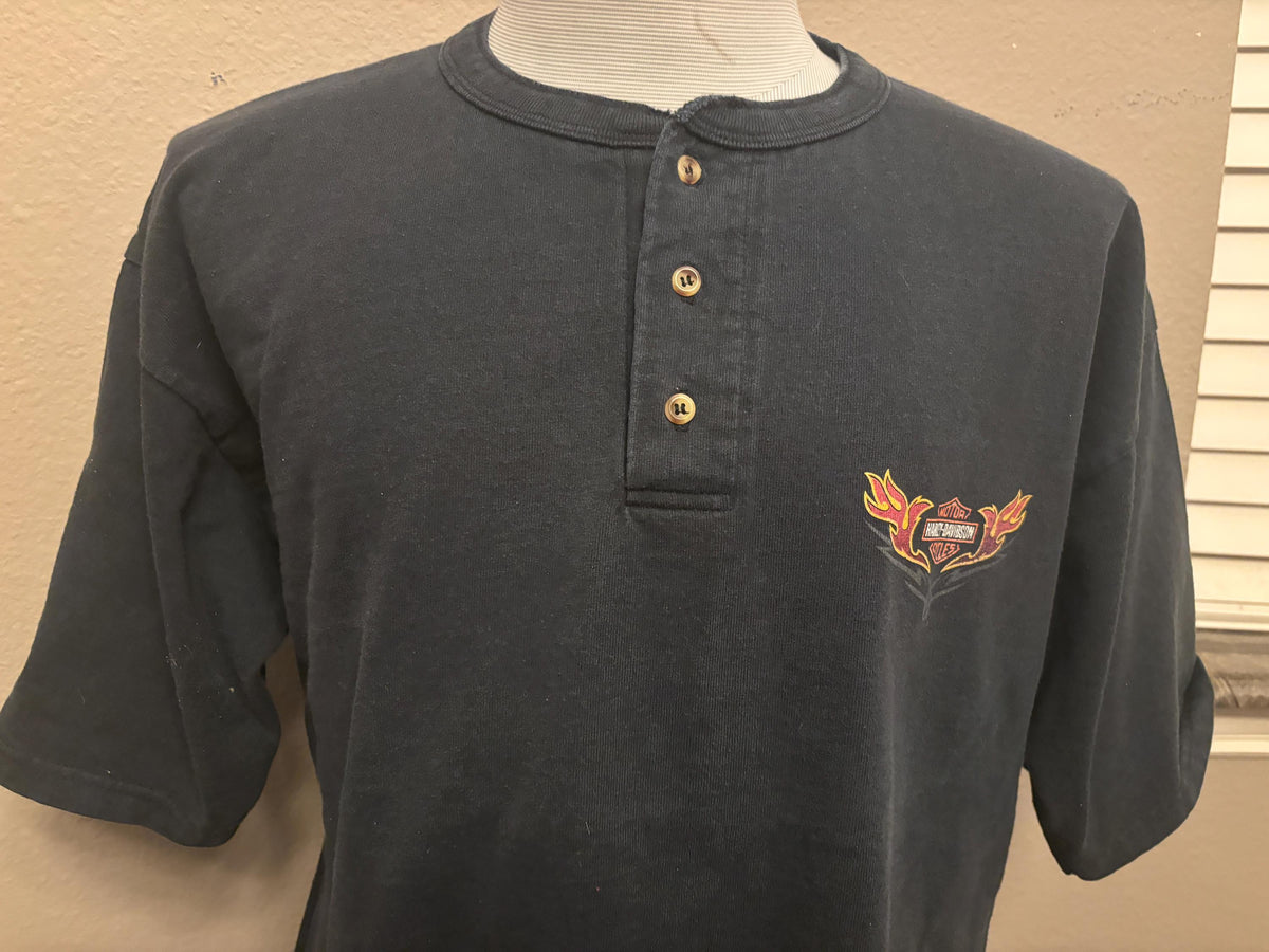 Vintage 90s Harley Davidson Motorcycles Denton County Texas 14 Button Tshirt XL Graphic Tee – Easygoing Wear · Great Gift For Fans
