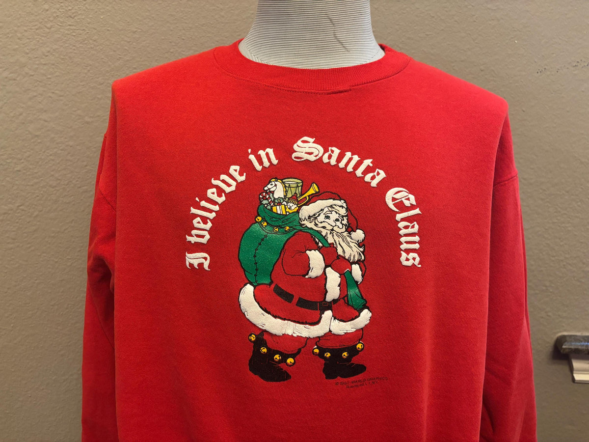 Vintage 80s I Believe In Santa Claus Christmas Crewneck Sweatshirt XL Sweatshirt – Feel-Good Design · High-Quality Print