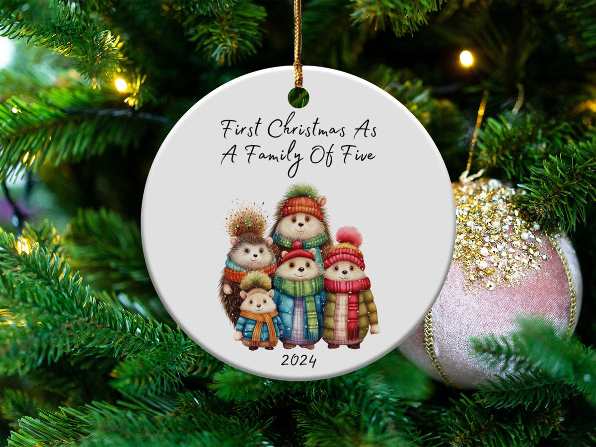 Xmas Ornament First Christmas As A Family Of Five Ornament 3 Inch Ceramic Christmas Ornament 2024 Xmas Decoration Keepsake Graphic Tee – Feel-Good Design · Trending Graphic Apparel