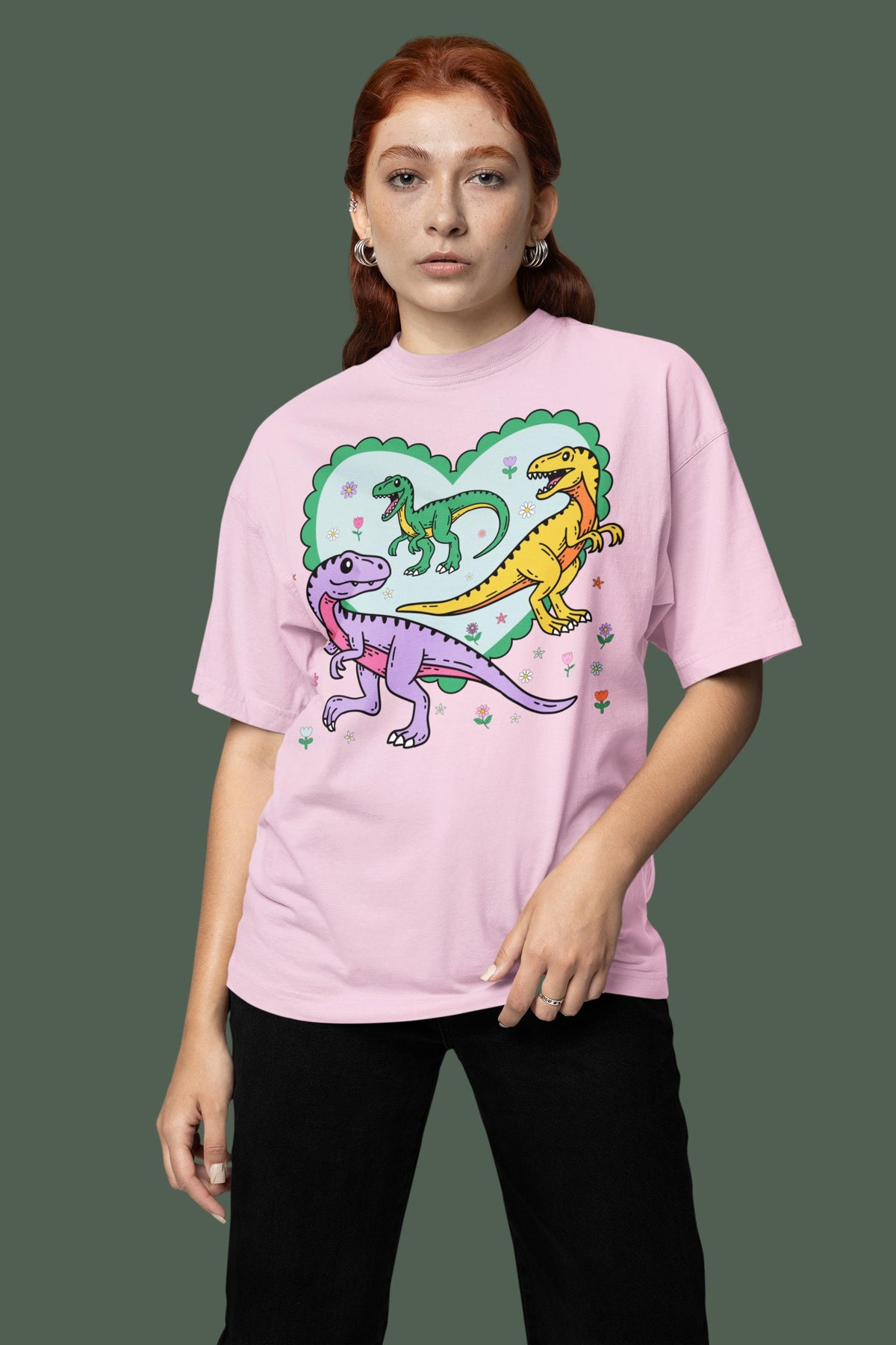 Funny Dinosaur Lover Tee Shirt for Valentine39s Day Cute Retro Heart TShirt for Science Teacher or Paleontologist Cute Floral Dino Shirt Graphic Tee – Everyday Comfort · Great Gift For Fans
