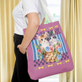 Colorful Cat Mom Tote Bag with Two Cute Kittens Sitting in a Basket Overflowing with Flowers Boho Butterflies and Bows Silly Cat Dad Tote Bag – Everyday Comfort · Trending Graphic Apparel