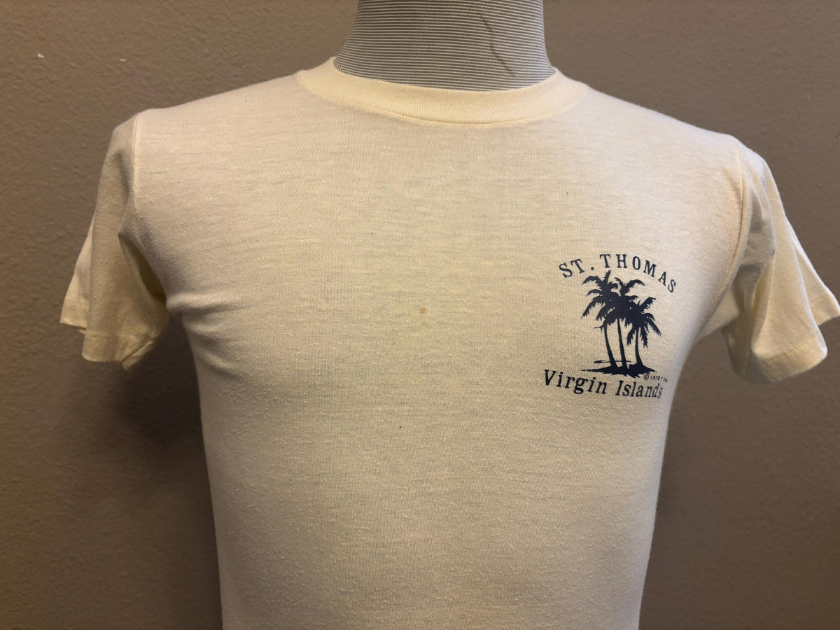 Vintage 80s ST Thomas Virgin Islands Palm Tree Tshirt S Graphic Tee – Soft Feel · Great Gift For Fans