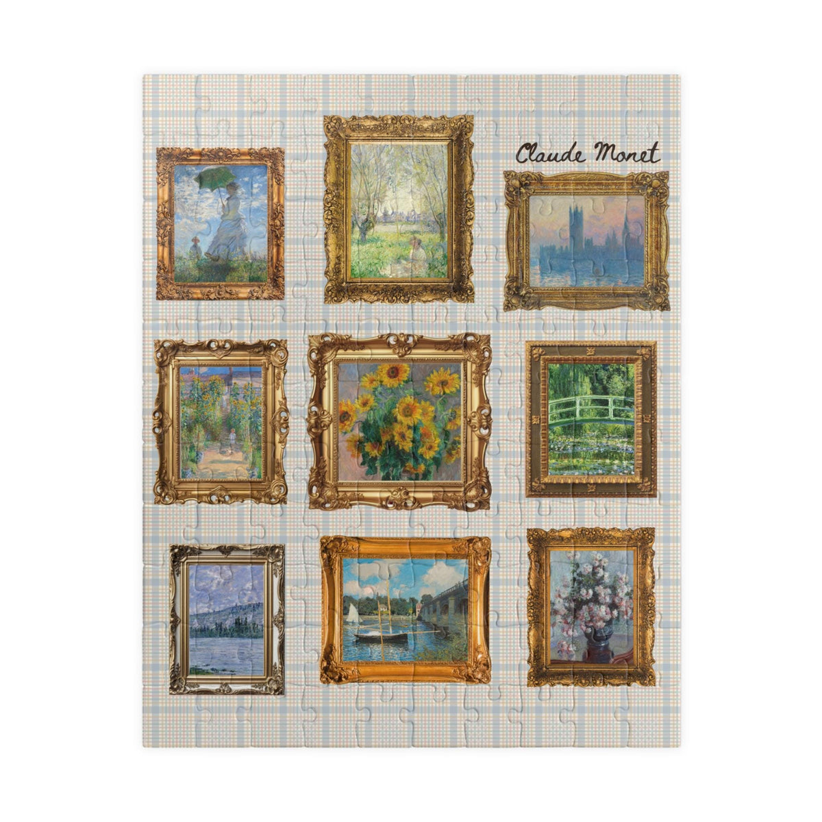 Claude Monet Paintings Puzzle Art Historian or Friend Who Loves Art Gallery Wall Aesthetic Puzzle for French History Professor or Artist Graphic Tee – Soft Feel · Top Pick For Any Outfit