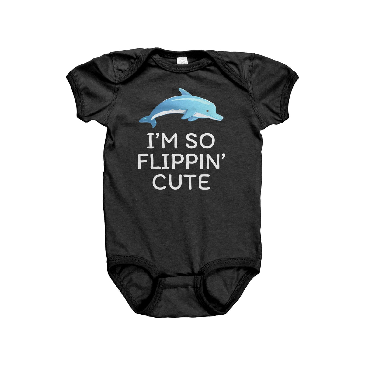 Cute Dolphin Baby Bodysuit Dolphin Baby Onepiece Dolphin Baby Gift Flippin Cute Baby Shower First Birthday Graphic Tee – Aesthetic Look · Must-Have Style