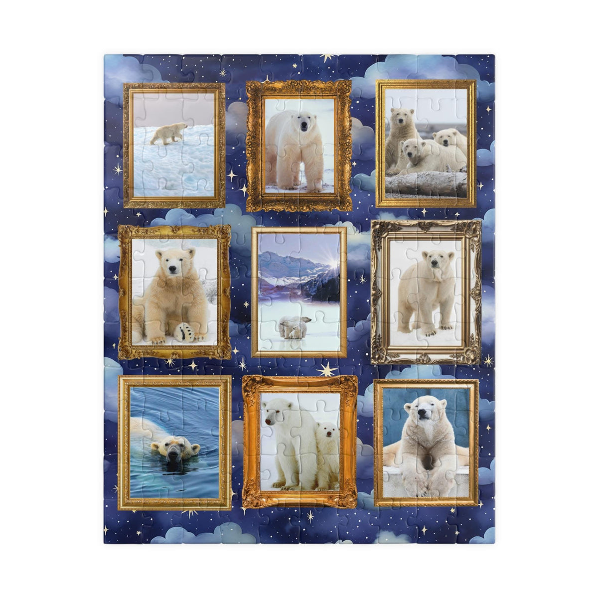 Polar Bear Photographs Framed on a Puzzle Silly Animal Lover Gift with Bears in Snow Gift for Friend Who Loves Polar Bears and Snow Graphic Tee – Cozy Vibes · High-Quality Print