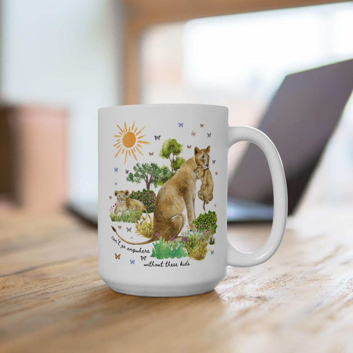 Funny Mama Coffee Mug for Animal Lover Cute New Mom of Twins 15 Oz Mug Gift for Mom of Two Nineties Throwback Lion Mug with Butterflies Graphic Tee – Feel-Good Design · Perfect For Daily Wear