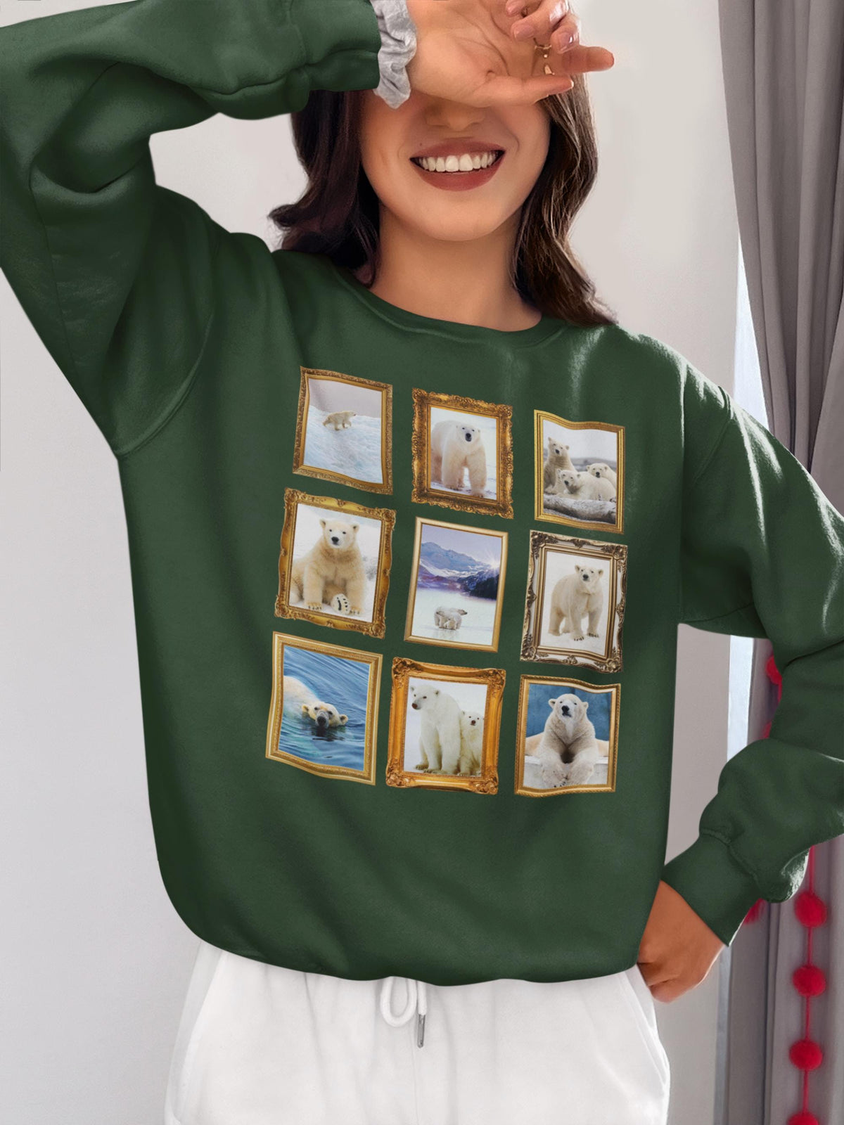 Polar Bear Photographs Framed on a Sweatshirt Silly Animal Lover Crewneck with Bears Gift for Friend Who Loves Polar Bears and Winter Sweatshirt – Bold Style · Perfect For Daily Wear