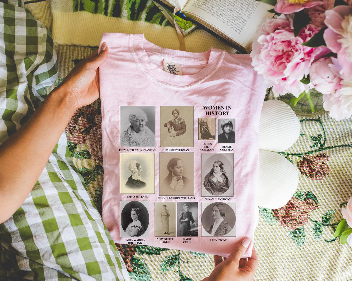 Women39s History Tee Shirt with Paintings Photos of Famous Suffragettes Activists and Scientists Social Studies Teacher Tee Black History Graphic Tee – Aesthetic Look · Top Pick For Any Outfit