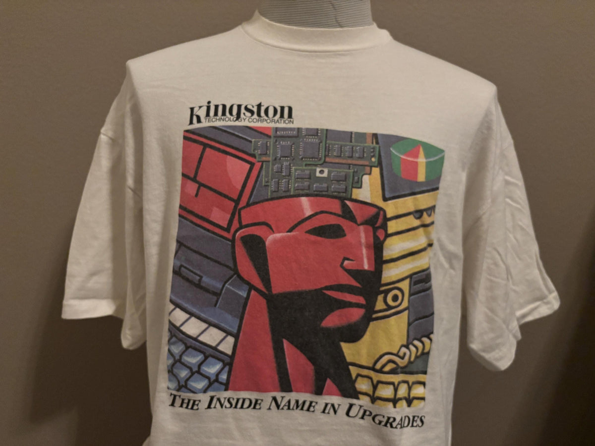 Vintage 9039s Kingston Computer The Inside Name In Upgrades Robotic crop top T Shirt XL Graphic Tee – Bold Style · Trending Graphic Apparel