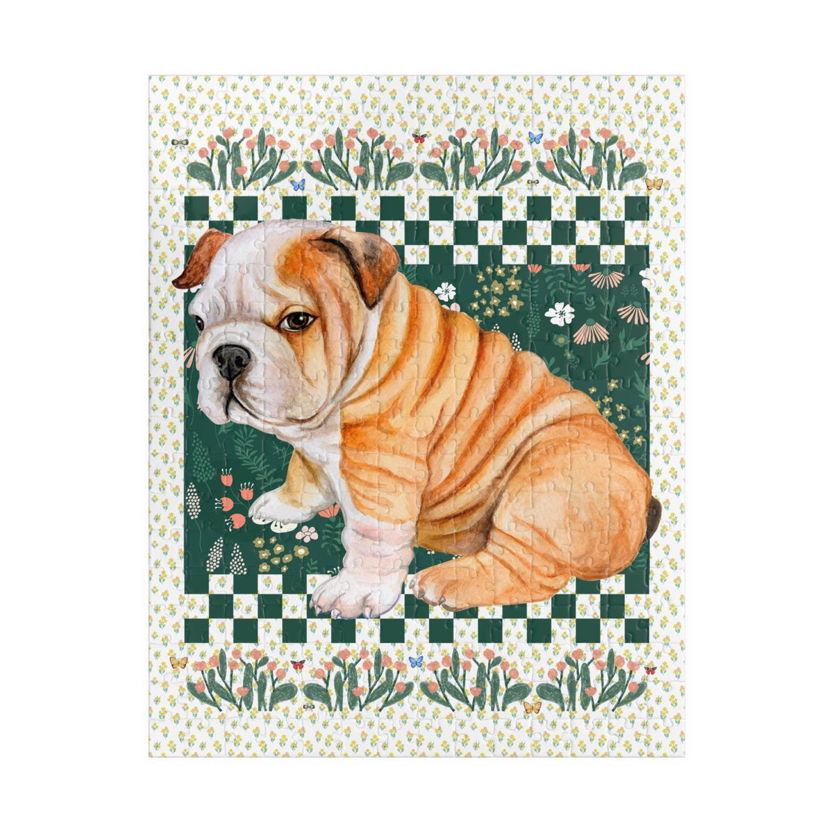 Funny English Bulldog Puzzle Friend Who Loves Dogs and Cool 90s Aesthetics Adorable and Cute Puppy Gift for Her Butterflies and Flowers Graphic Tee – Warm & Stylish · Top Pick For Any Outfit