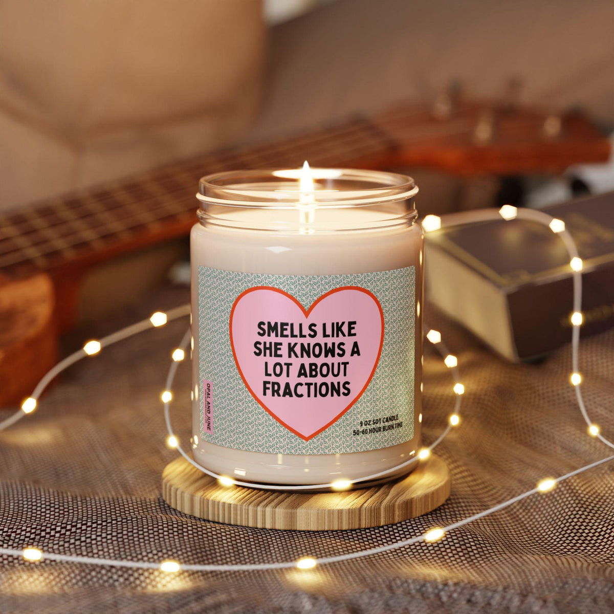 Silly Math Teacher Gift Smells Like She Knows A Lot About Fractions 9 Oz Soy Candle for Math Professor or Math Major Funny Friend Gift Graphic Tee – Cozy Vibes · High-Quality Print
