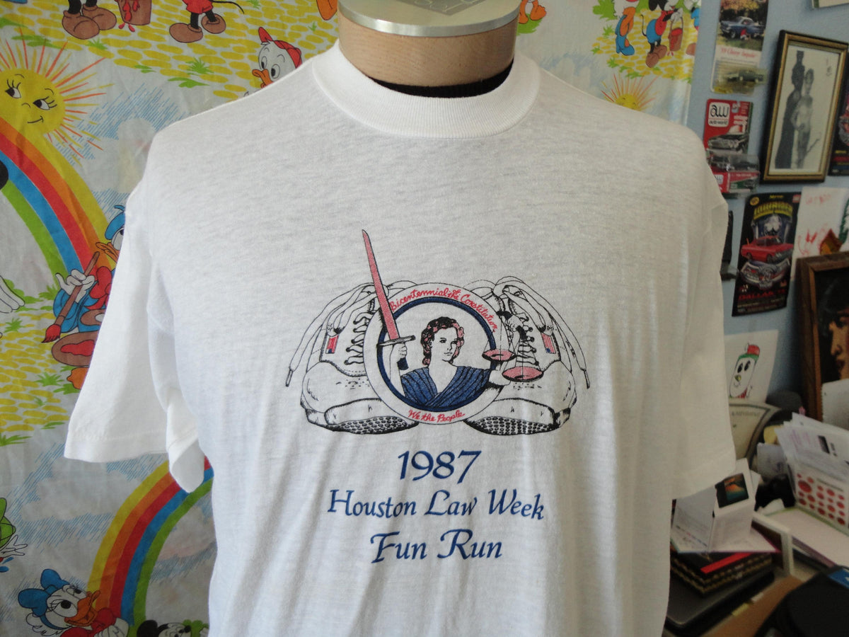 Vintage 8039s Houston Law Week Fun Run Marathon 1987 soft thin single stitch T shirt XL Graphic Tee – Aesthetic Look · Top Pick For Any Outfit