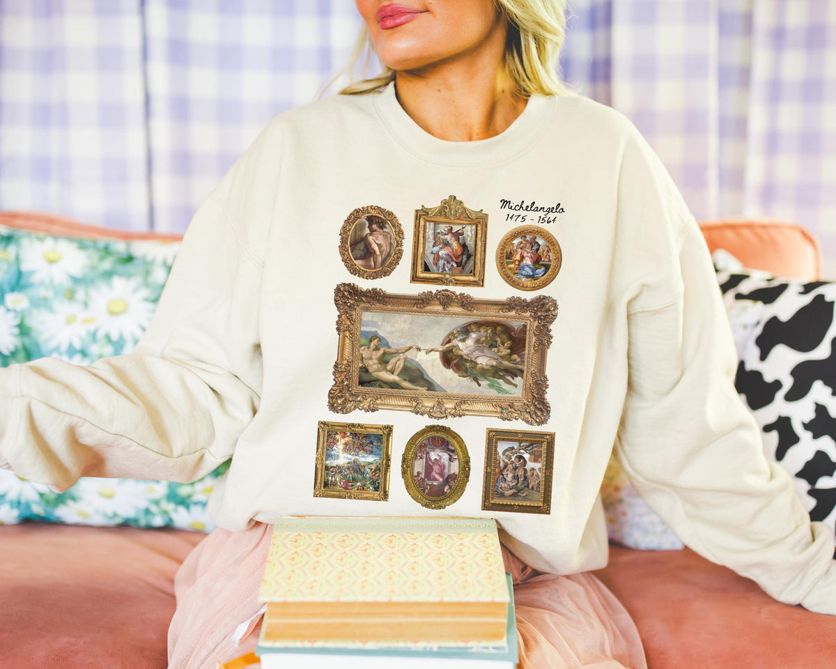 Michelangelo Art History Sweatshirt Humanities Major Who Loves High Renaissance Art or the Sistine Chapel 16th Century Roman History Shirt Sweatshirt – Aesthetic Look · Trending Graphic Apparel