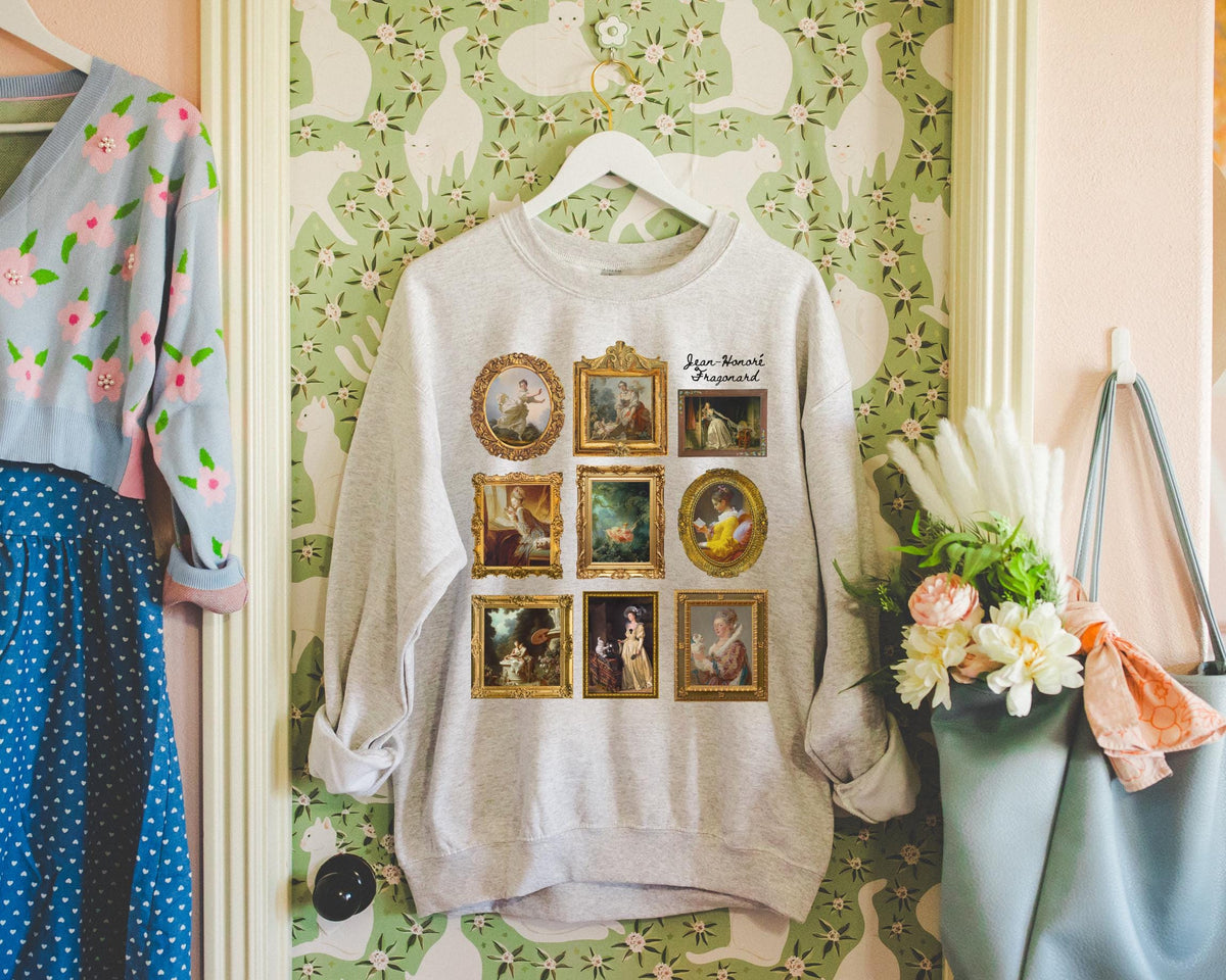 JeanHonor Fragonard Art History Sweatshirt for French Art Historian Framed Rococo Art Cute Humanities Major Gift Famous Paintings Sweatshirt – Bold Style · High-Quality Print