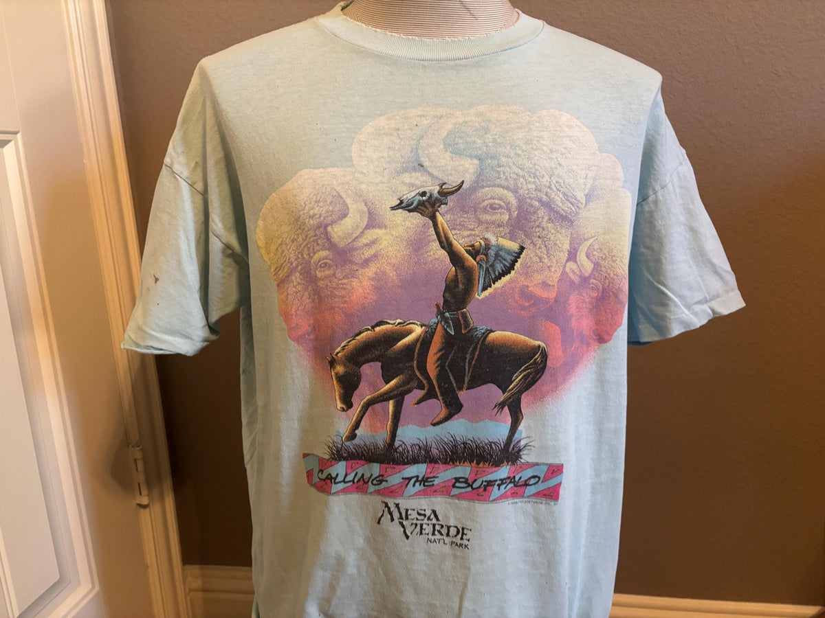 Vintage 9039s Calling The Buffalo Mesa Verde Nation Park T shirt XL Graphic Tee – Fan Favorite · Must-Have Style