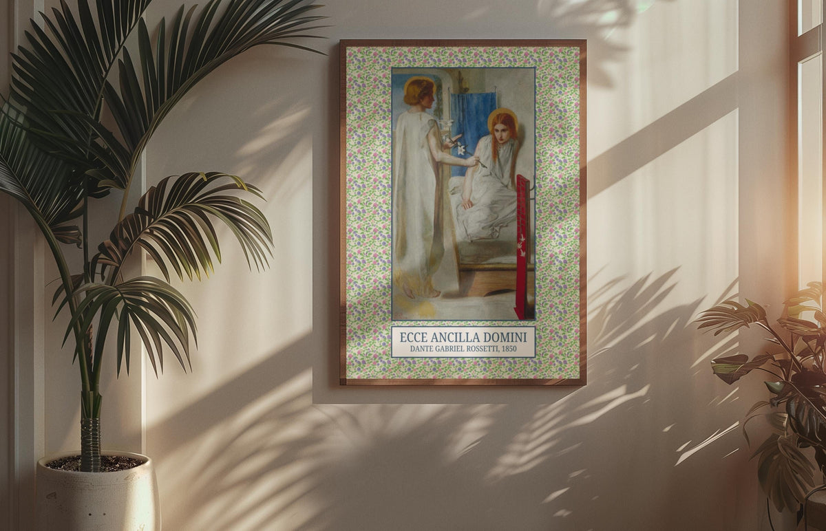 Ecce Ancilla Domini by Dante Gabriel Rossetti 19th Century Famous Paintings European Art History Poster Print with Flowers Art Professor Graphic Tee – Fan Favorite · High-Quality Print