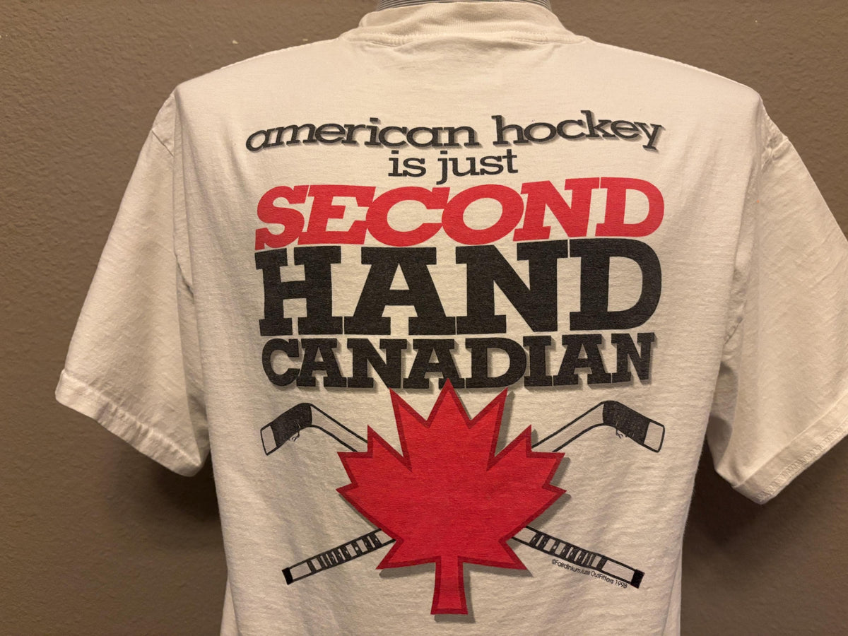 Vintage 90s American Hockey Is Just Second Hand Canadian Funny Canada Hockey T shirt M Graphic Tee – Everyday Comfort · High-Quality Print