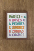 Cute Cut Flower Poster Print for Wedding Florist or Grandma Who Loves Gardening Daisies Roses Peonies Sunflowers Gift for Flower Farmer Graphic Tee – Soft Feel · High-Quality Print