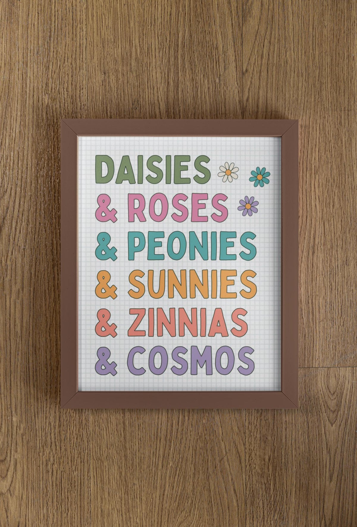 Cute Cut Flower Poster Print for Wedding Florist or Grandma Who Loves Gardening Daisies Roses Peonies Sunflowers Gift for Flower Farmer Graphic Tee – Soft Feel · High-Quality Print