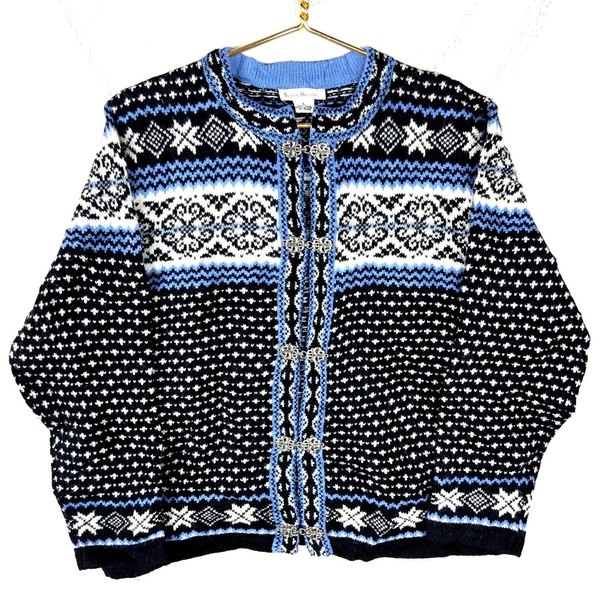 Vintage Grandma Knit Wool Cardigan Sweater Womens Large Black Nordic Graphic Tee – Aesthetic Look · Perfect For Daily Wear