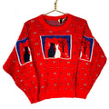 Vintage Grandma Knit Sweater Womens Small Red Crewneck Pattern Cats 90s Graphic Tee – Aesthetic Look · High-Quality Print